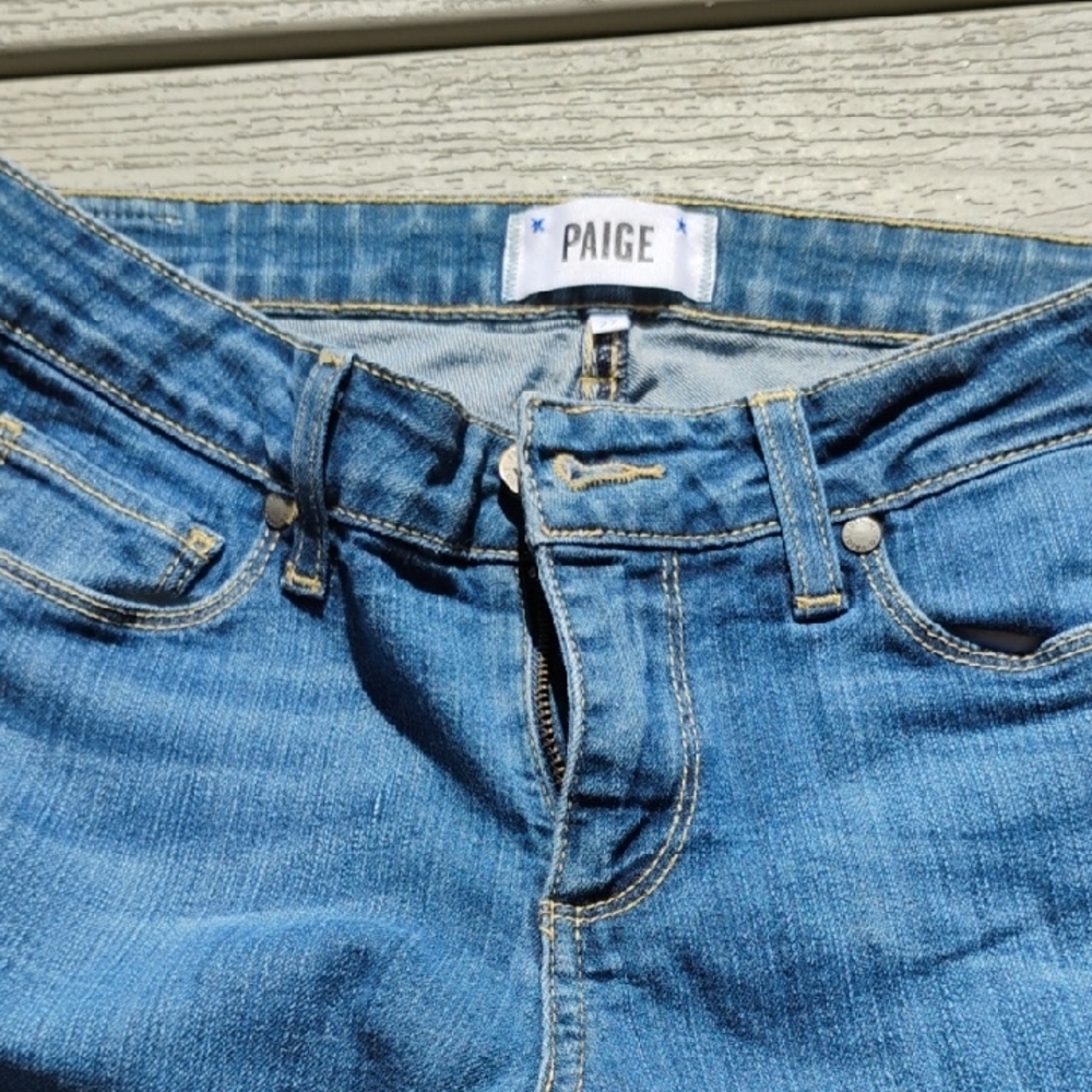 PAIGE Womens Light Blue Skinny Jeans Crop Style Low Fly